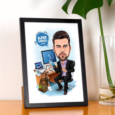 Teknolojik Erkek Karikatürlü Resim Çerçevesi - 1