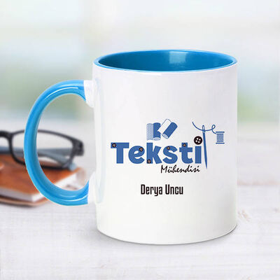 Tekstil Mühendisi İçin Mavi Kupa Bardak - 1