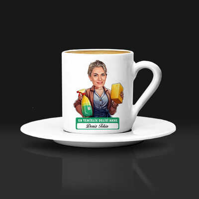 Temizlik Delisi Anne Karikatürlü Kahve Fincanı - 3