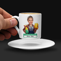 Temizlik Delisi Anne Karikatürlü Kahve Fincanı - 1