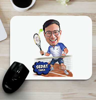 Tenis Oyuncusu Erkek Karikatürlü Mouse Pad - 1