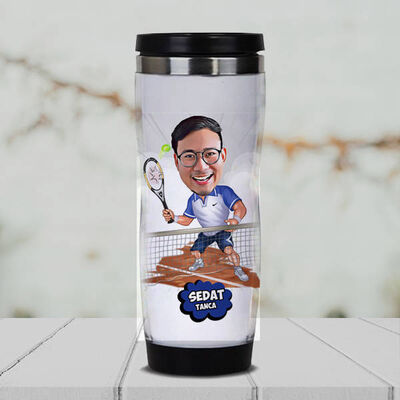 Tenisçi Karikatürlü Termos Bardak - 1