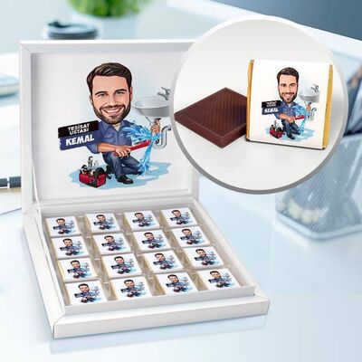 Tesisatçı Erkek Karikatürlü Çikolata Kutusu - 1