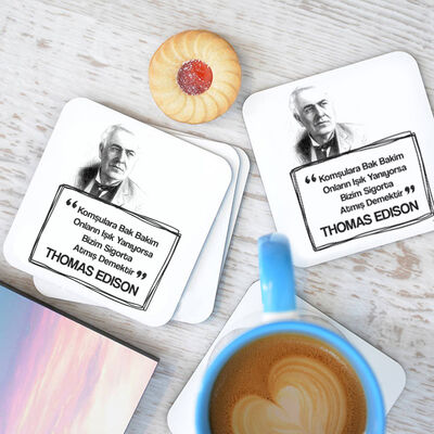 Thomas Edison Esprili Bardak Altlığı Seti - 1