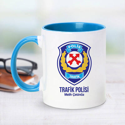 Trafik Polisi İçin Mavi Kupa Bardak - 1