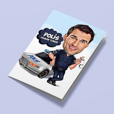 Trafik Polisi Karikatürlü Tebrik Kartı - 1
