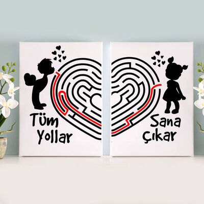 Tüm Yollar Sana Çıkar İkili Kanvas Tablo - 1