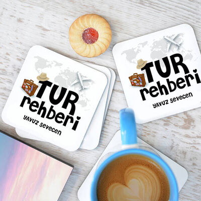 Tur Rehberine Hediye Bardak Altlığı Seti - 1