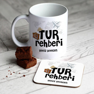 Tur Rehberine Hediye Kupa ve Bardak Altlığı - 1