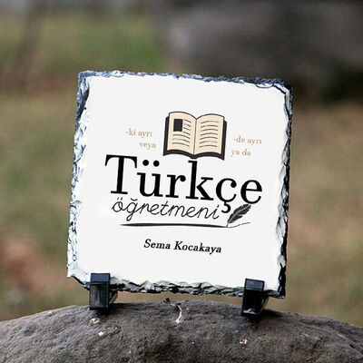 Türkçe Öğretmenine Hediye Kare Taş Baskı - 1