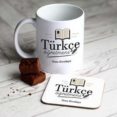 Türkçe Öğretmenine Hediye Kupa Ve Bardak Altlığı - 1