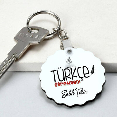 Türkçe Öğretmenine Hediye Papatya Anahtarlık - 1