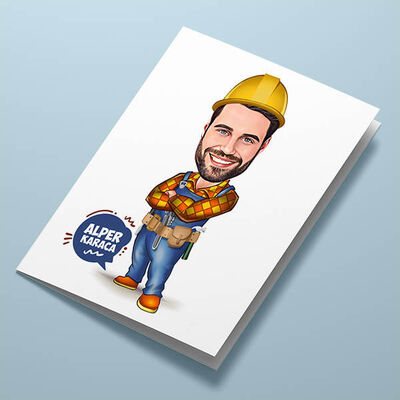 Ustabaşı Erkek Karikatürlü Tebrik Kartı - 1