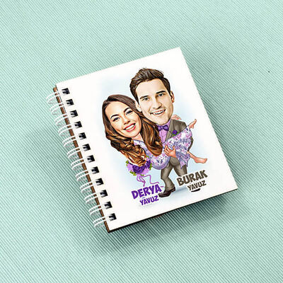 Uyumlu Aşıklar Karikatürlü Defter - 1