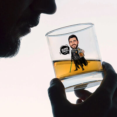 Uzaylı Komutan Karikatürlü Viski Bardağı - 3