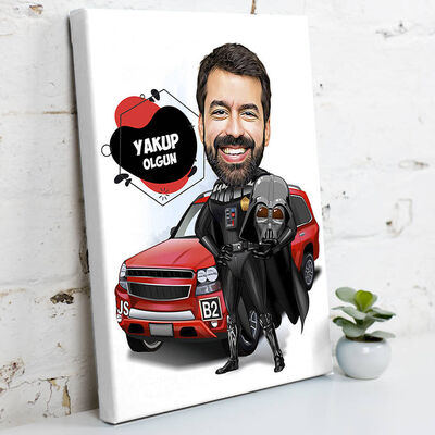 Uzaylı Kostümlü Erkek Karikatürlü Kanvas Tablo - 1