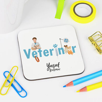 Veterinere Hediye İsme Özel Bardak Altlığı - 1