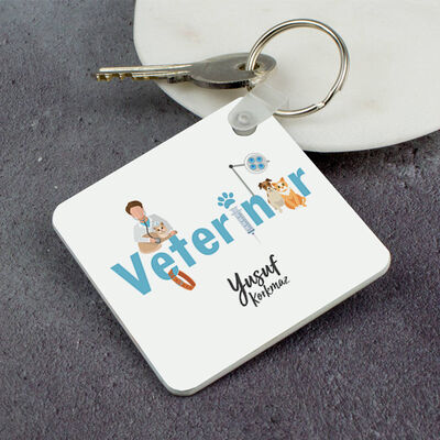 Veterinerlere Özel Kare Anahtarlık - 1