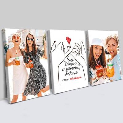 Yakın Dosta Hediye 3 Parça Kanvas Tablo - 1