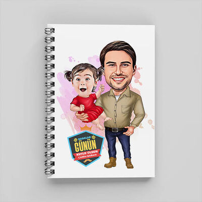 Yakışıklı Baba ve Kızı Karikatürlü Defter - 1