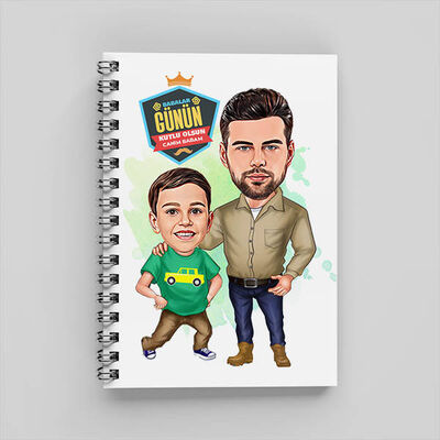 Yakışıklı Baba ve Oğlu Karikatürlü Defter - 1