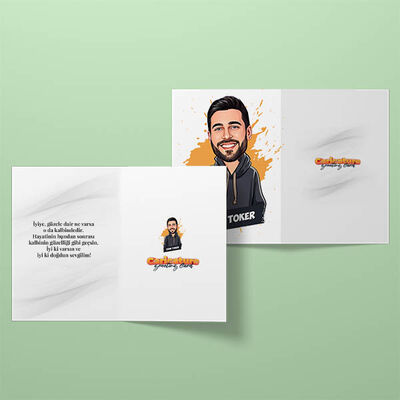 Yakışıklı Cool Erkek Karikatürlü Tebrik Kartı - 2