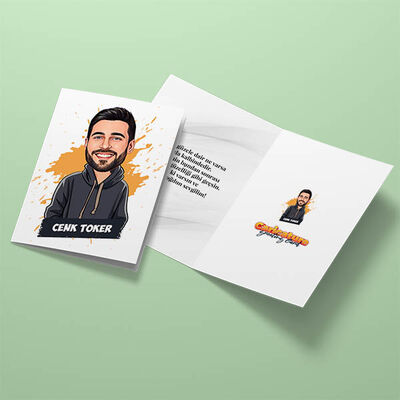Yakışıklı Cool Erkek Karikatürlü Tebrik Kartı - 3