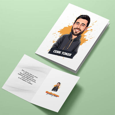 Yakışıklı Cool Erkek Karikatürlü Tebrik Kartı - 4