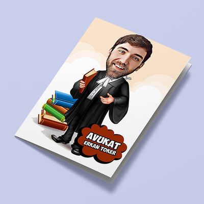Yakışıklı Erkek Patron Karikatürlü Tebrik Kartı - 1