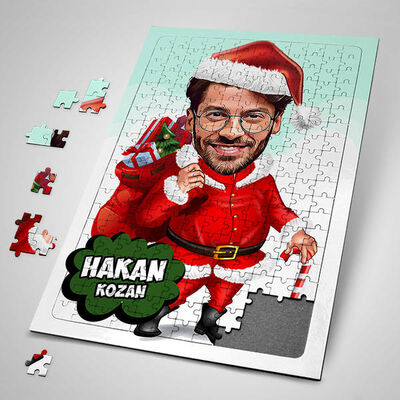 Yakışıklı Noel Baba Karikatürlü Puzzle - 1