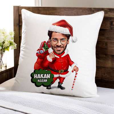 Yakışıklı Noel Baba Karikatürlü Yastık - 1