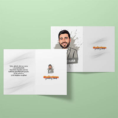 Yakışıklı Sevgilim Karikatürlü Tebrik Kartı - 2