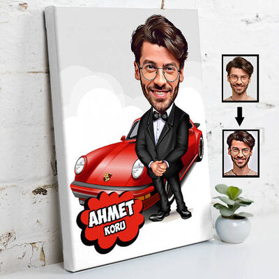 Yakışıklı ve Zengin Karikatürlü Kanvas Tablo - 1