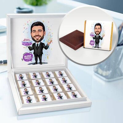 Yaş Günü Parti Erkeği Karikatürlü Çikolata Kutusu - 1