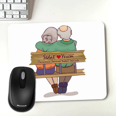 Yaşlı Çiftler Tasarımlı Mousepad - 1