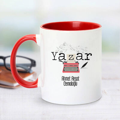 Yazar İçin Kırmızı Kupa Bardak - 1