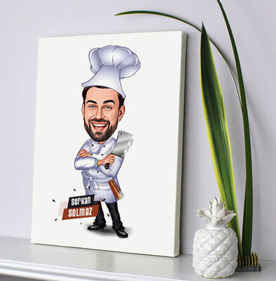 Yemeklerin Ustası Karikatürlü Kanvas Tablo - 1