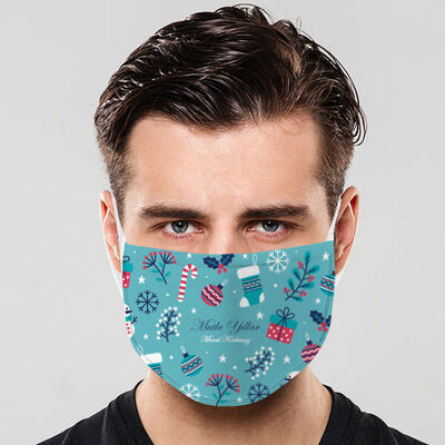 Yeni Yıl Desenli Yıkanabilir Maske - 1