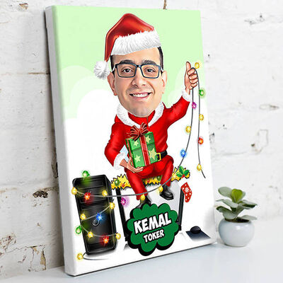 Yeni Yıl Neşe Getirsin Karikatürlü Kanvas Tablo - 1