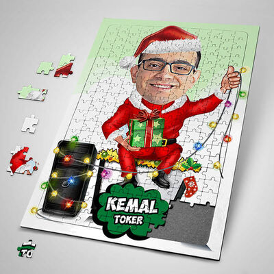 Yeni Yıl Neşe Getirsin Karikatürlü Puzzle - 1
