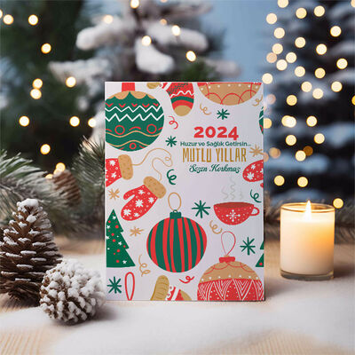 Yeni Yıl Süsleri Temalı Mesajlı Kartpostal - 2