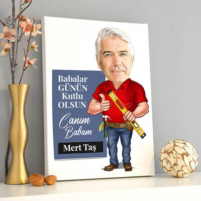 Yetenekli Babam Karikatürlü Kanvas Tablo - 1