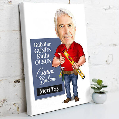 Yetenekli Babam Karikatürlü Kanvas Tablo - 2