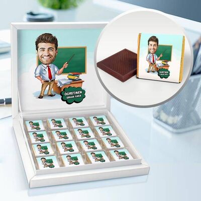 Yetenekli Öğretmenim Karikatürlü Çikolata Kutusu - 1