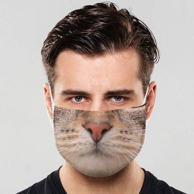 Yıkanabilir Kedi Tasarımlı Ağız Maskesi - 1