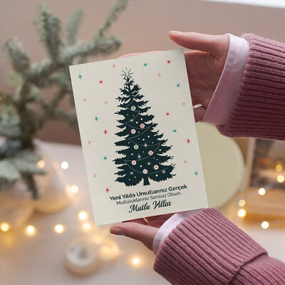 Yılbaşı Çam Süsleri Temalı Kişiye Özel Kartpostal - 3