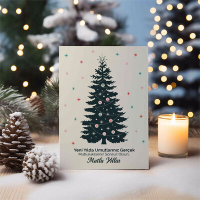 Yılbaşı Çam Süsleri Temalı Kişiye Özel Kartpostal - 4