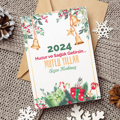Yılbaşı Çanları Temalı Kişiye Özel Kartpostal - 1