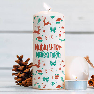 Yılbaşı Desenli Kişiye Özel Mum - 1