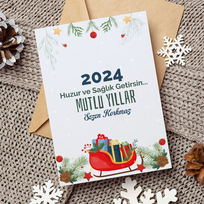 Yılbaşı Hediyeleri Temalı Kişiye Özel Kartpostal - 2
